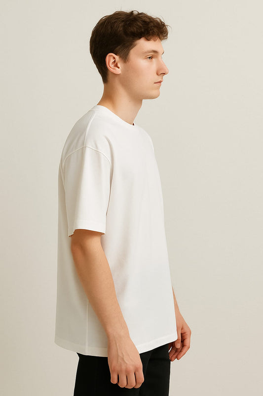 Plain T-shirt half sleeve Oversized white