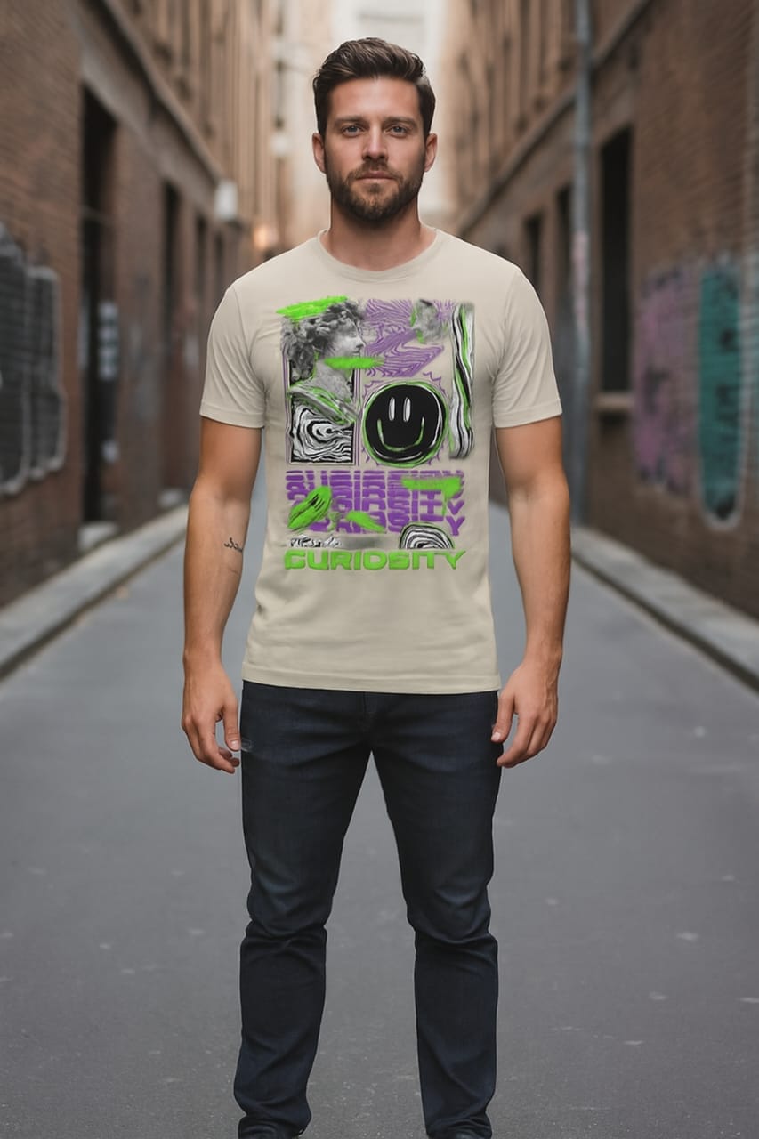 Printed Oversized T-shirt Beige