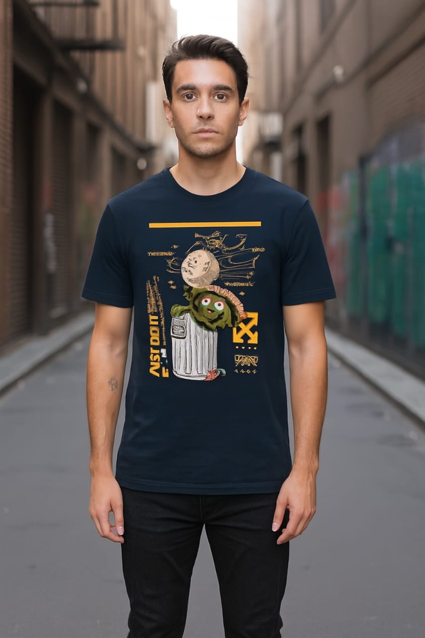 Printed Oversized T-shirt Dark Blue