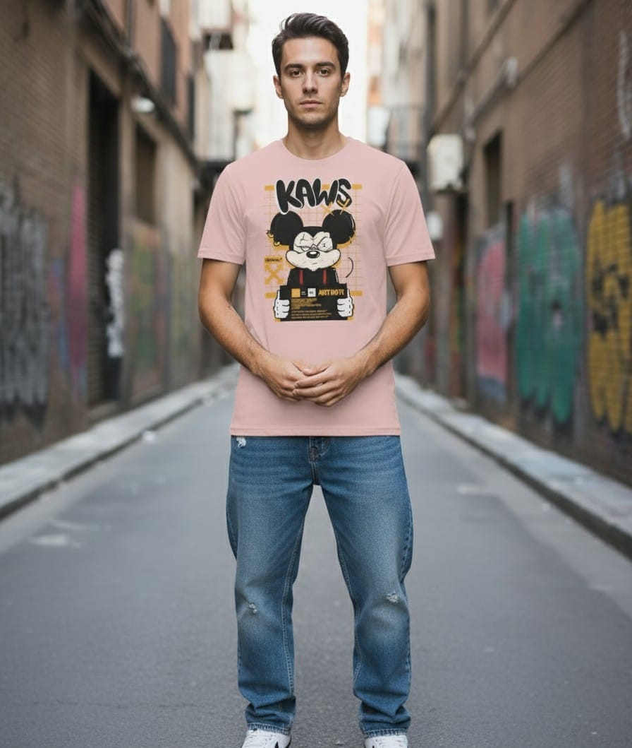 Printed Oversized T-shirt Beige