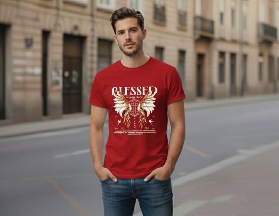 Printed t-shirt half sleeve regular fit red