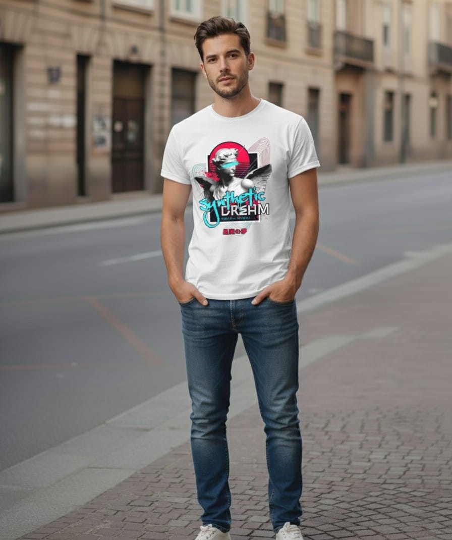 Printed t-shirt half sleeve regular fit white