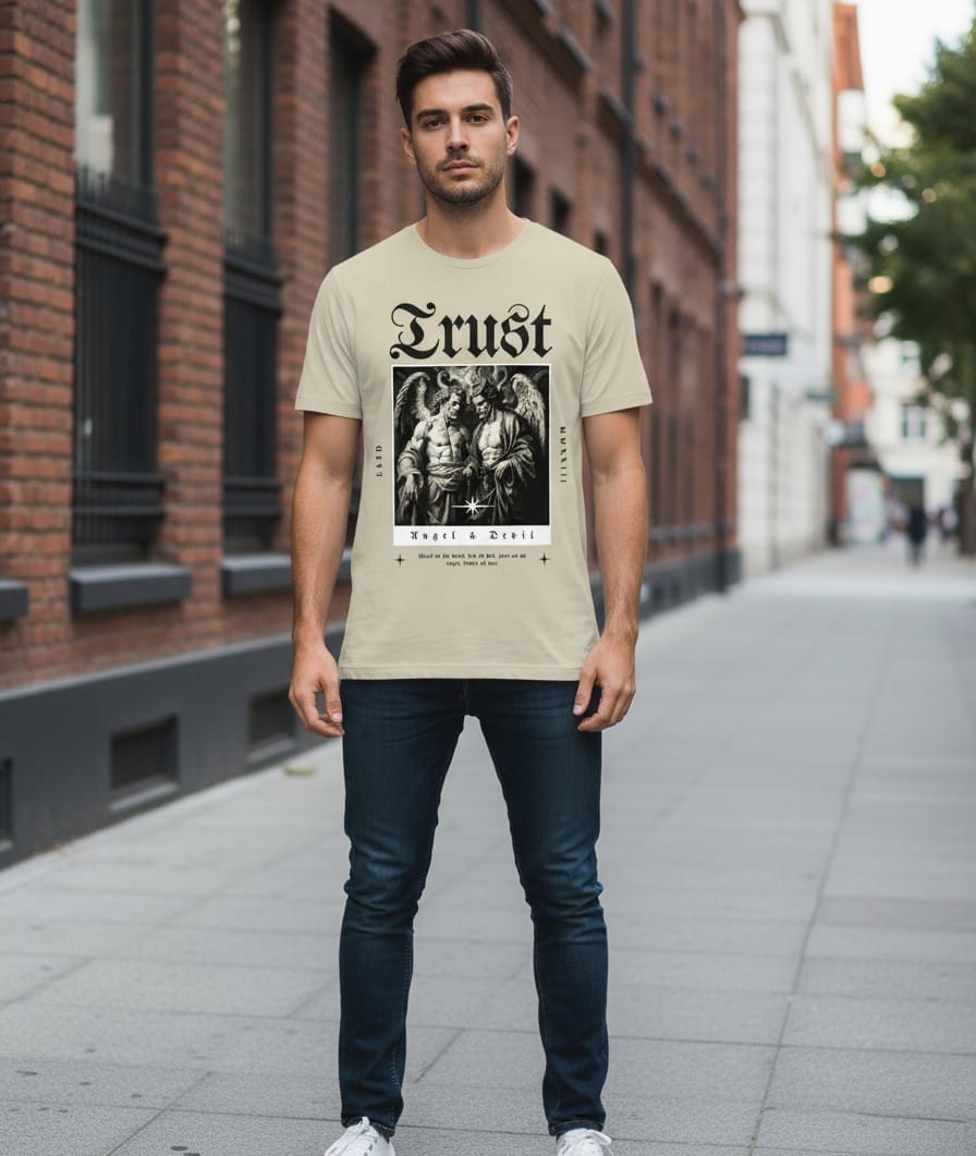 Printed t-shirt half sleeve regular fit beige