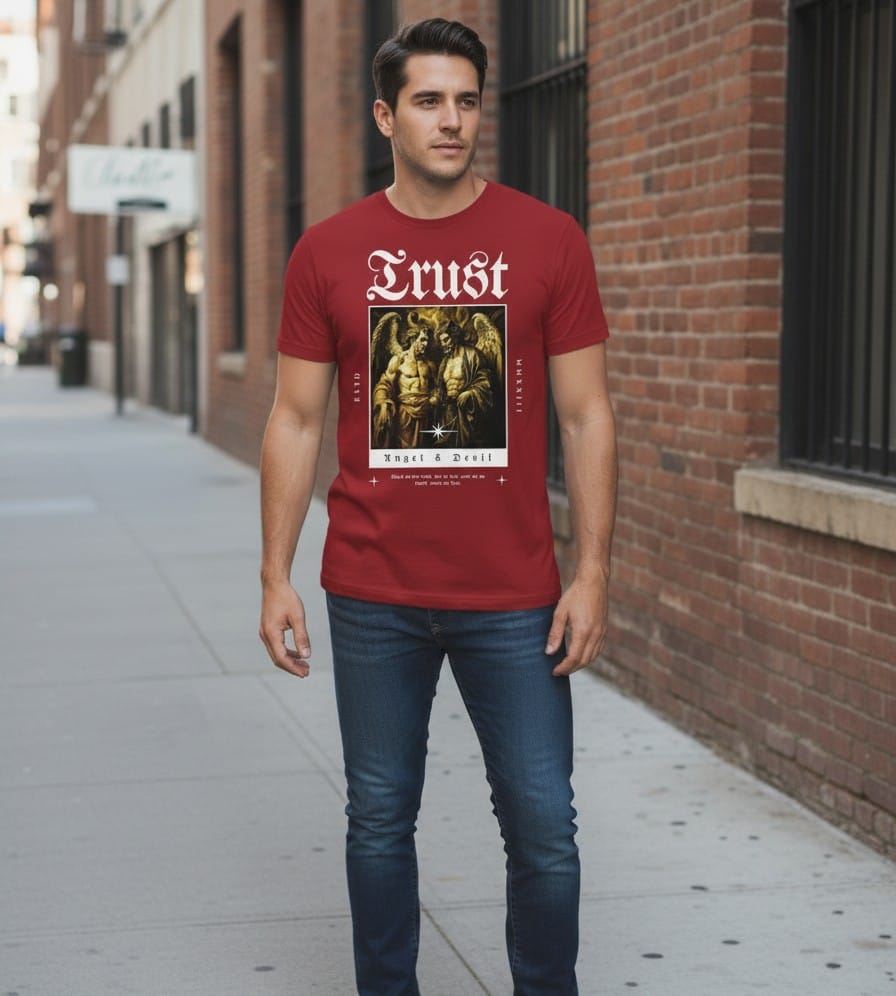 Printed t-shirt half sleeve regular fit red