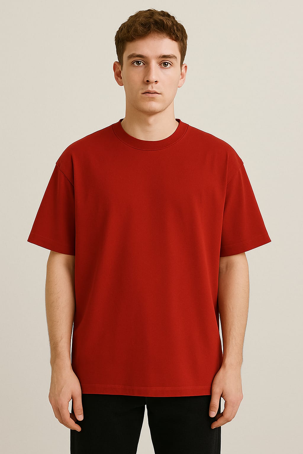 Plain T-shirt  half sleeve Regular fit Red