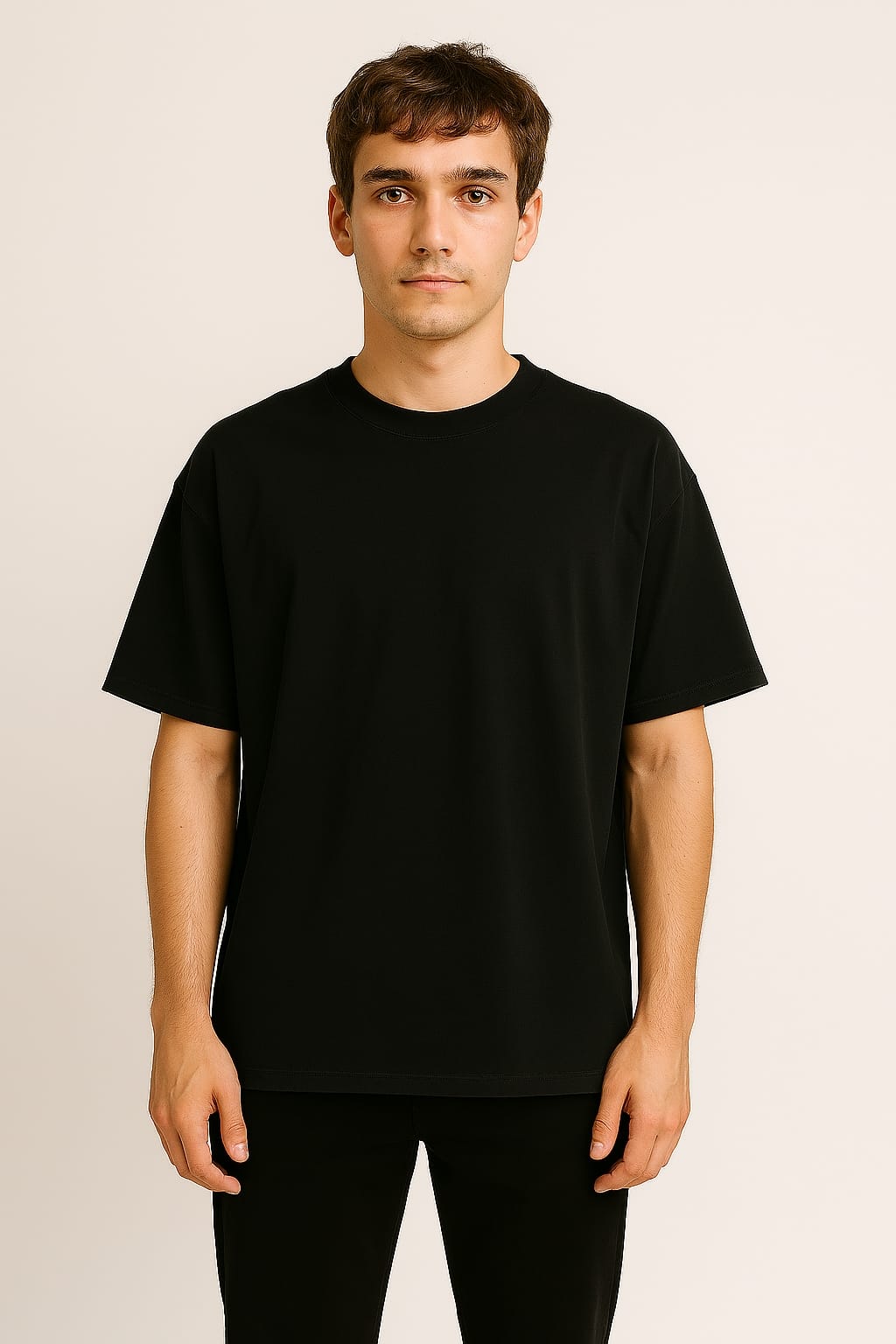 Plain T-shirt half sleeve oversized black