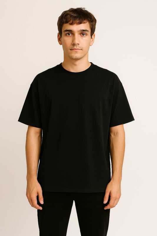 Plain T-shirt half sleeve oversized black
