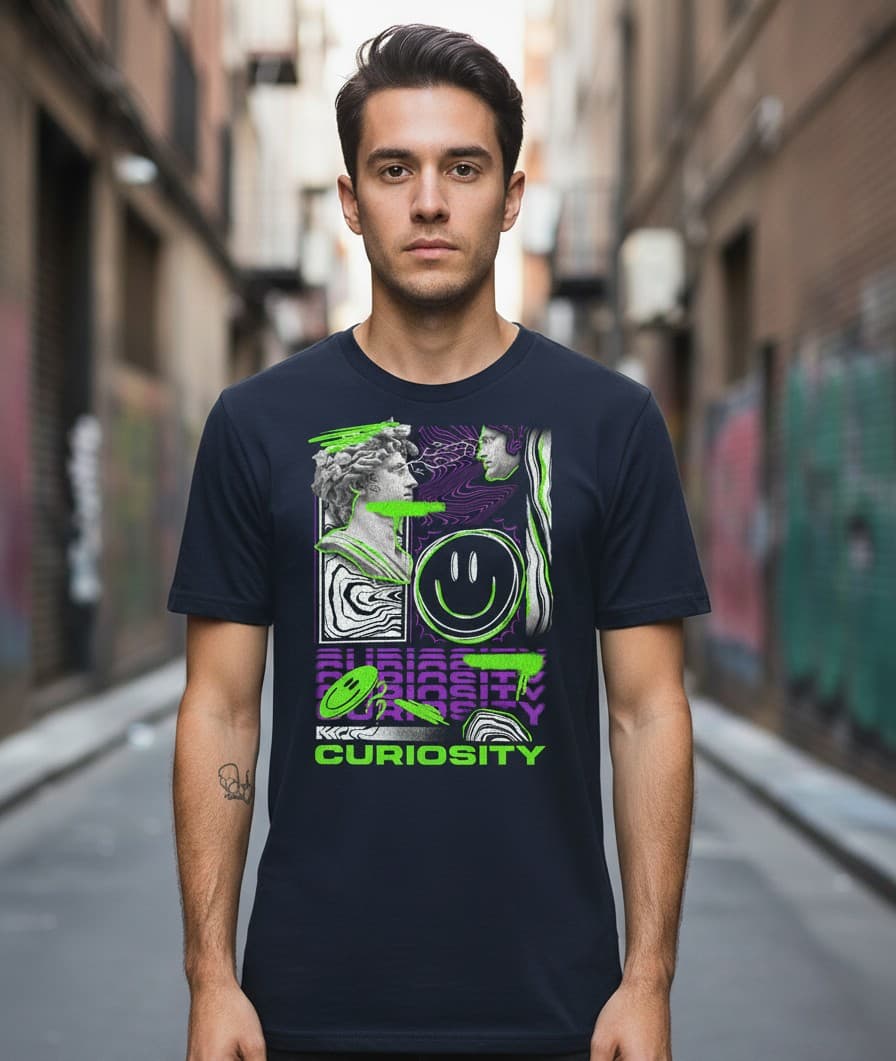 Printed Oversized T-shirt dark blue