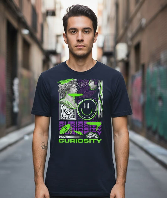 Printed Oversized T-shirt dark blue