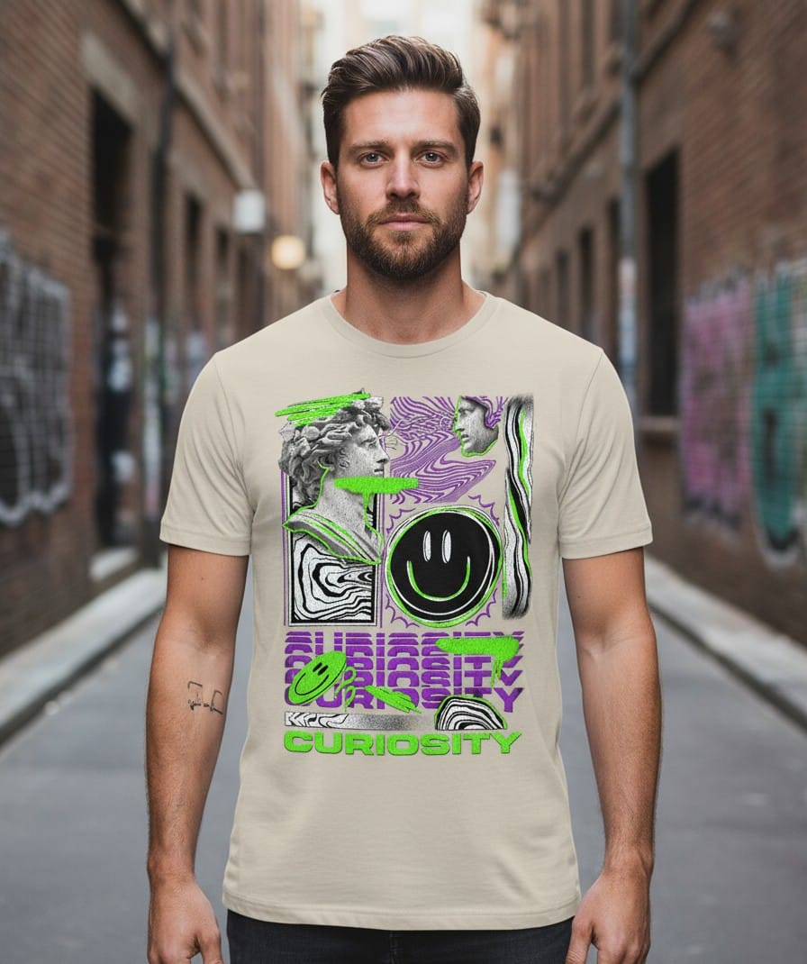 Printed Oversized T-shirt Beige