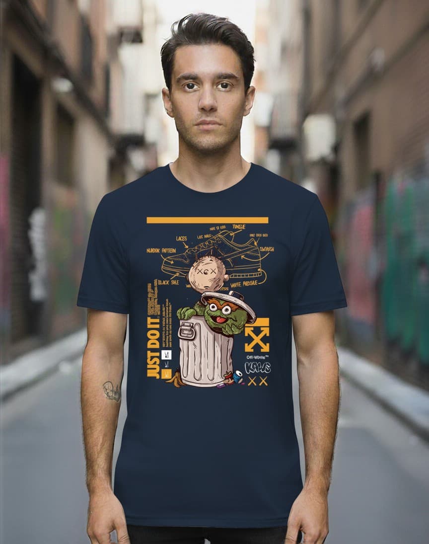 Printed Oversized T-shirt Dark Blue