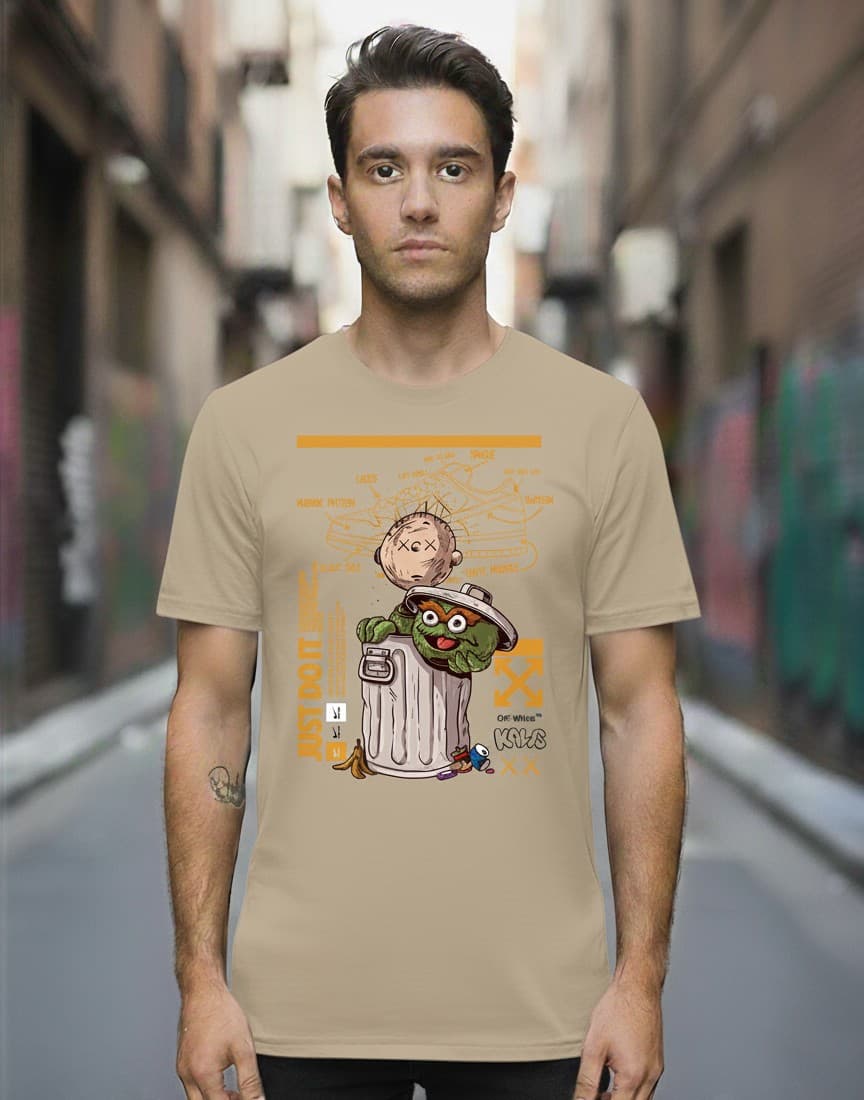 Printed Oversized T-shirt Beige