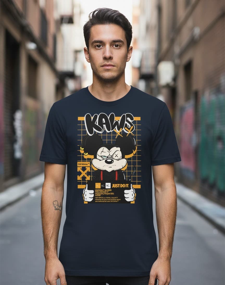 Printed Oversized T-shirt Dark blue