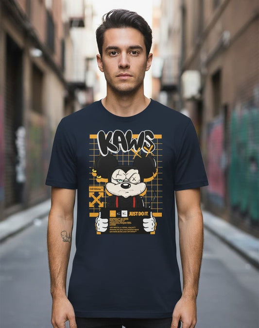 Printed Oversized T-shirt Dark blue