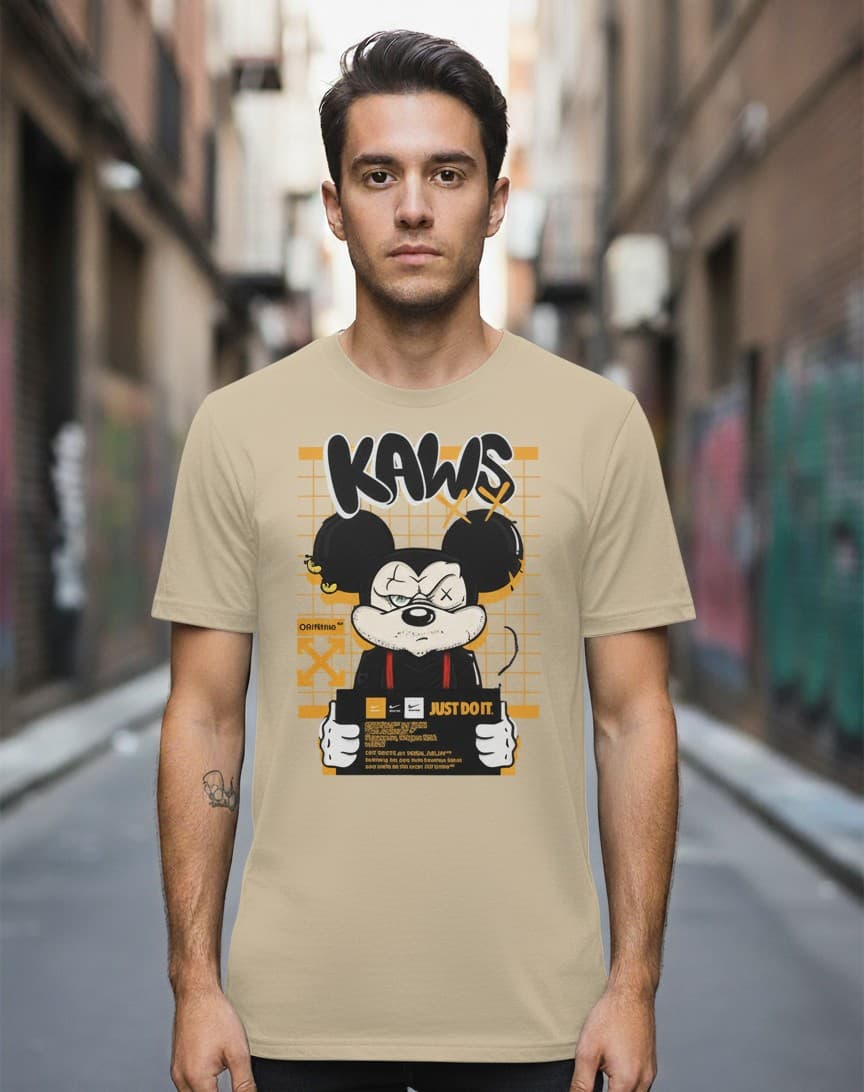 Printed Oversized T-shirt Beige