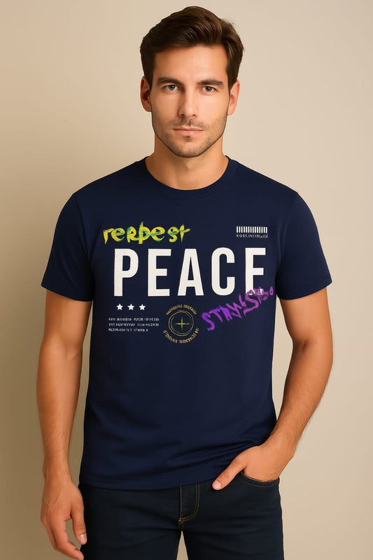 Printed Oversized T-shirt Dark Blue