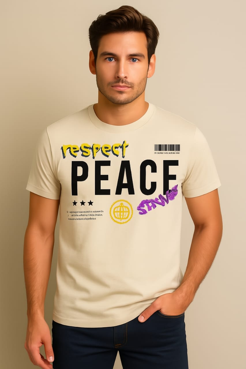 Printed Oversized T-shirt Beige