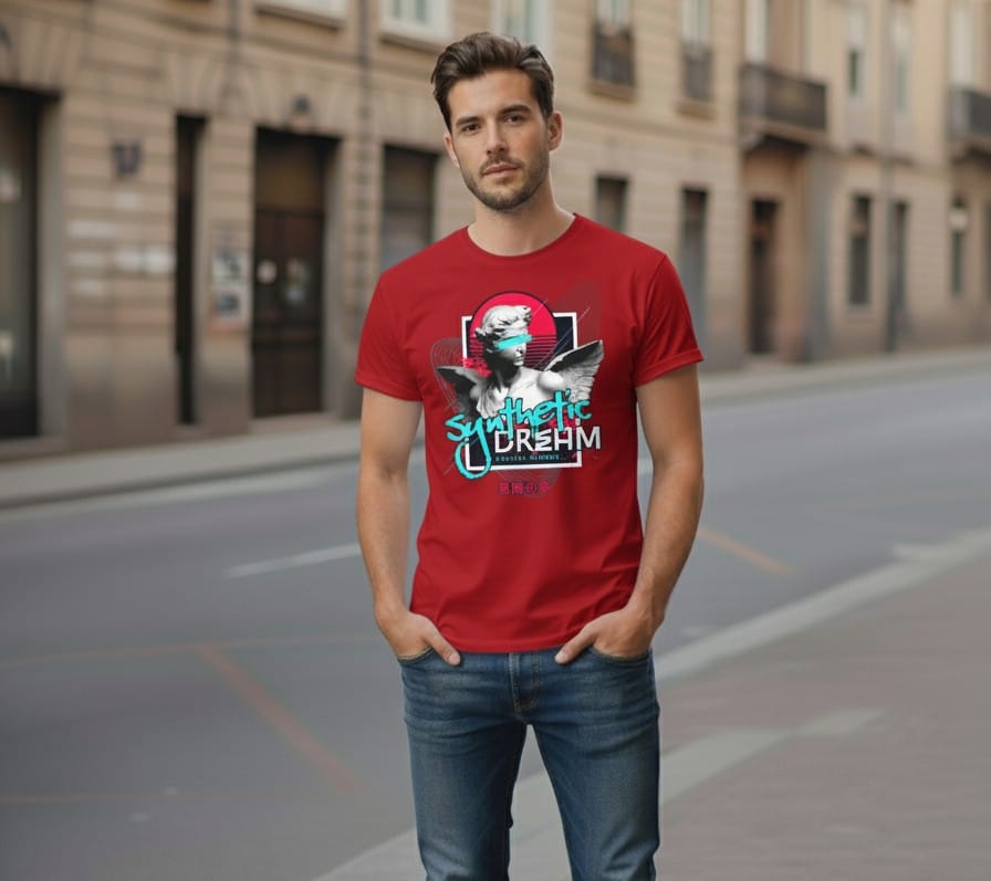 Printed t-shirt half sleeve regular fit red