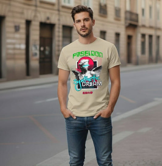 Printed t-shirt half sleeve regular fit beige