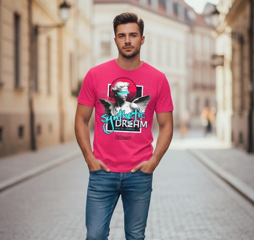 Printed t-shirt half sleeve regular fit pink