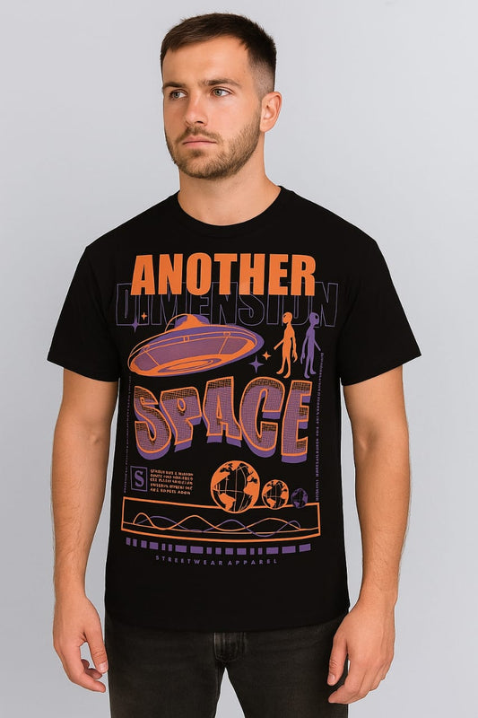 Printed t-shirt half sleeve regular fit black