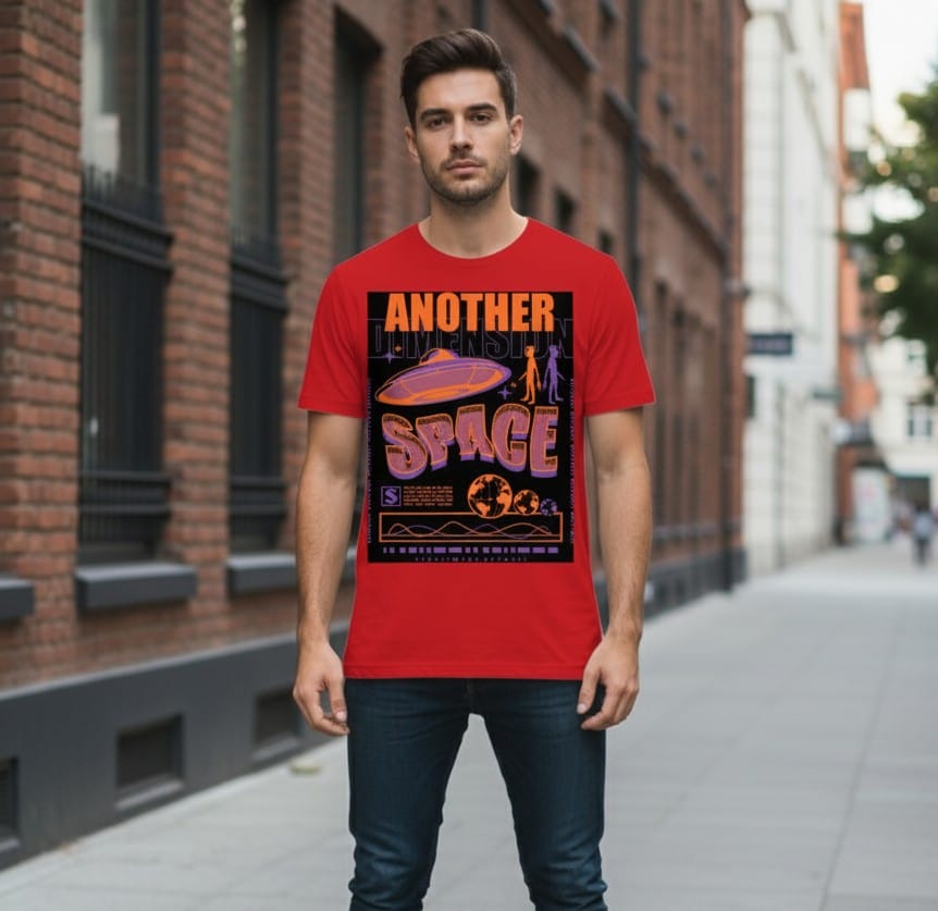 Printed t-shirt half sleeve regular fit red