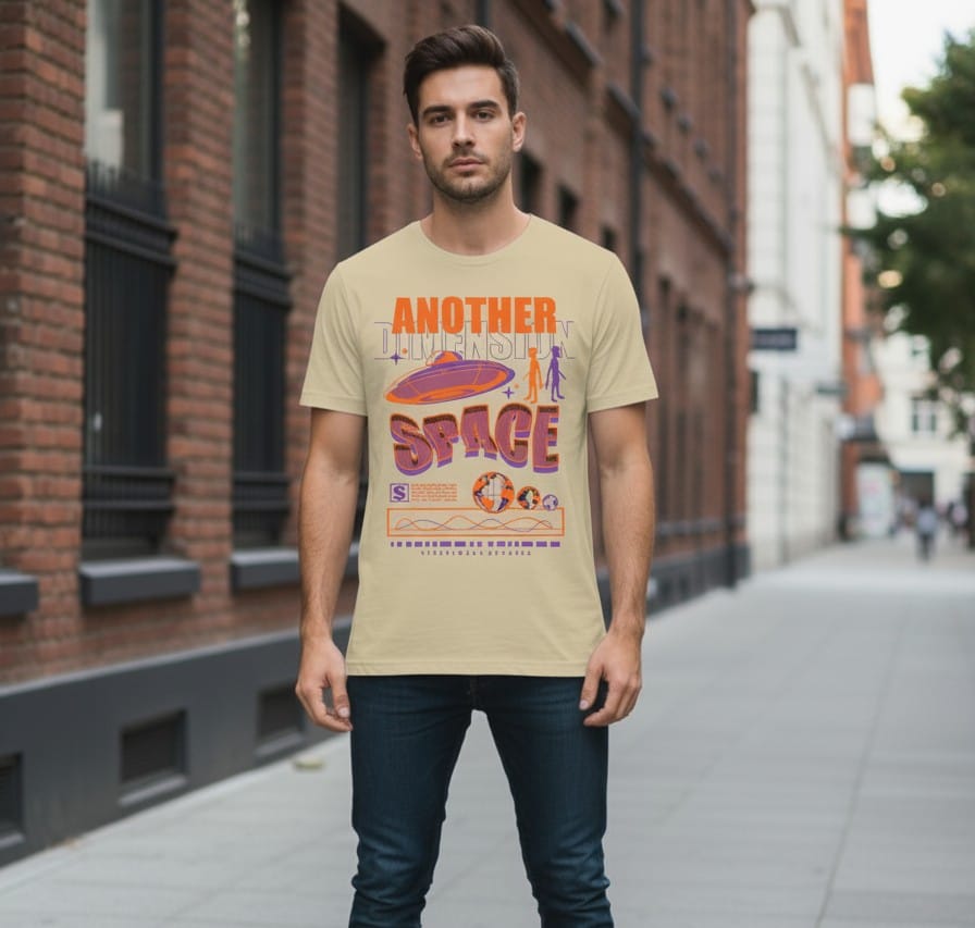 Printed t-shirt half sleeve regular fit beige