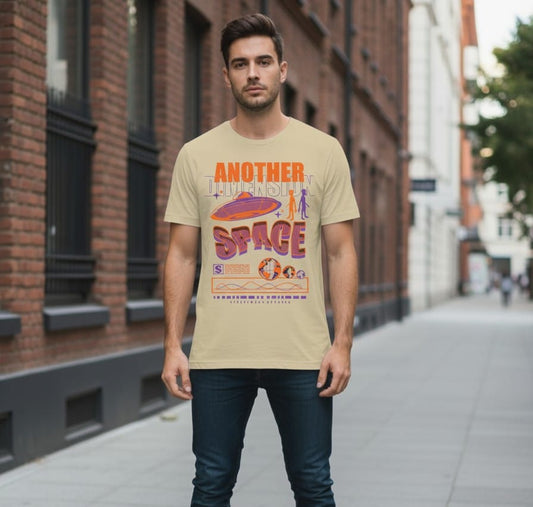 Printed t-shirt half sleeve regular fit beige