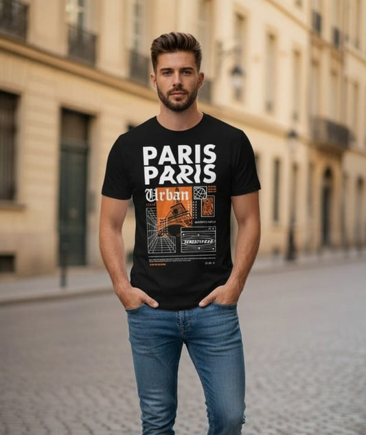 Printed t-shirt half sleeve regular fit black