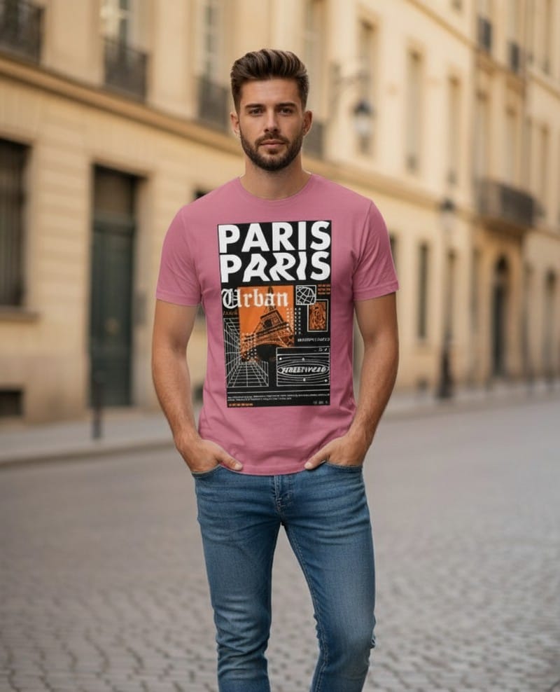 Printed t-shirt half sleeve regular fit pink