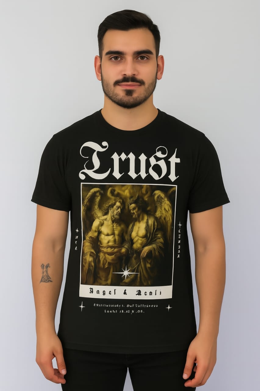 Printed t-shirt half sleeve regular fit black