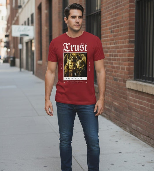 Printed t-shirt half sleeve regular fit red