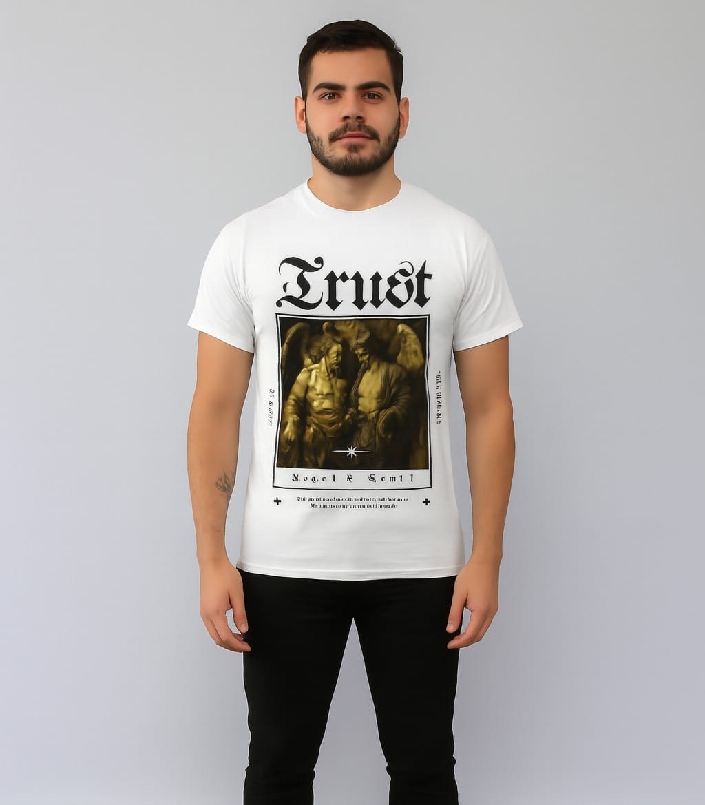 Printed t-shirt half sleeve regular fit white