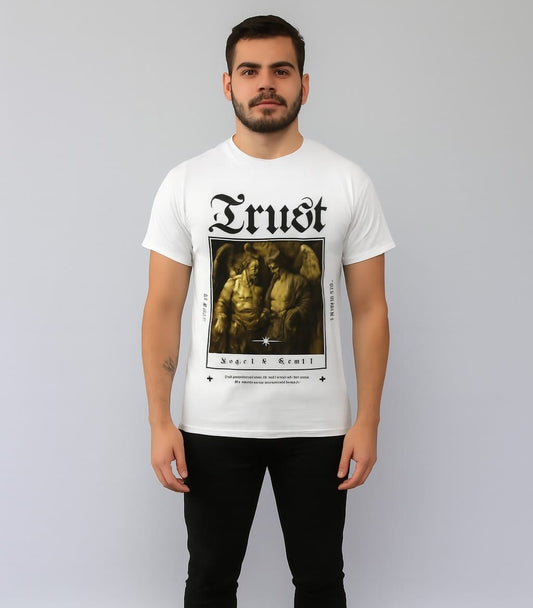 Printed t-shirt half sleeve regular fit white