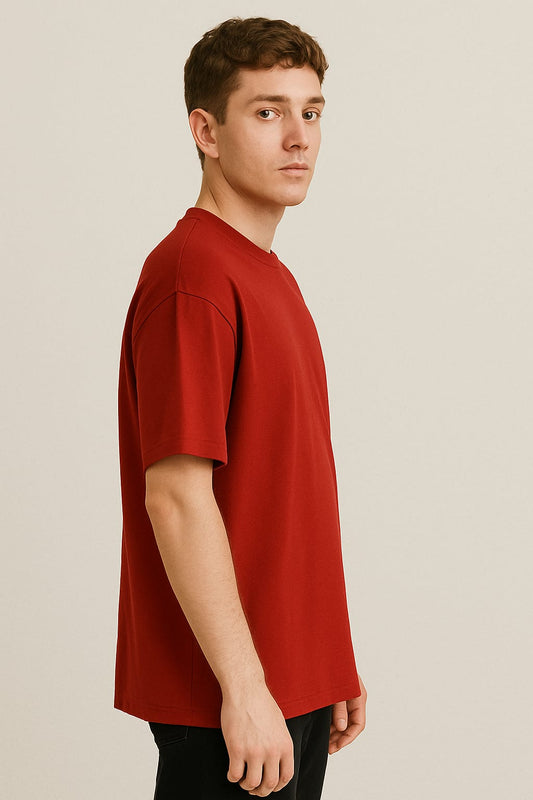 Plain T-shirt  half sleeve oversized Red