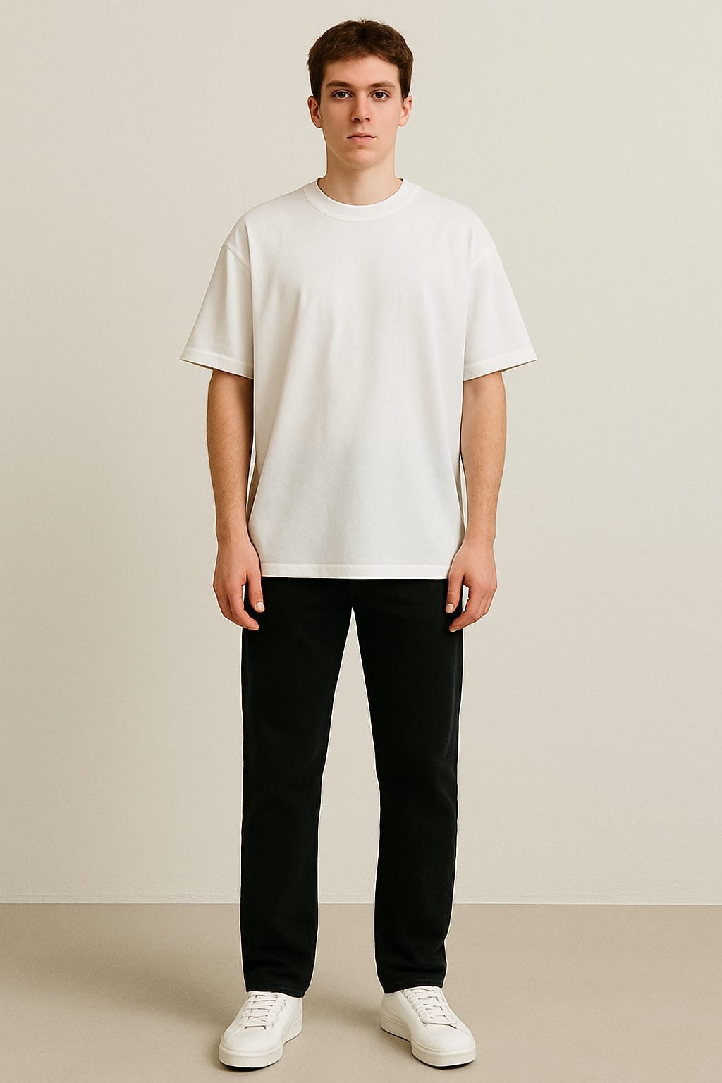 Plain T-shirt half sleeve Regular fit white