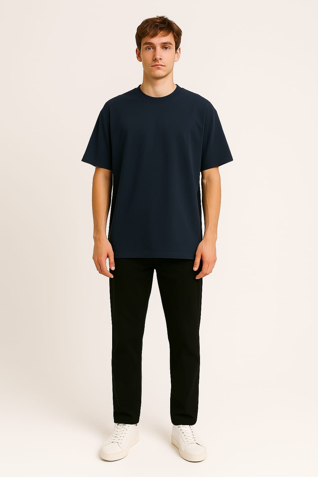 Plain T-shirt half sleeve Regular fit dark blue