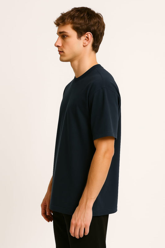 Plain T-shirt half sleeve Oversized dark blue