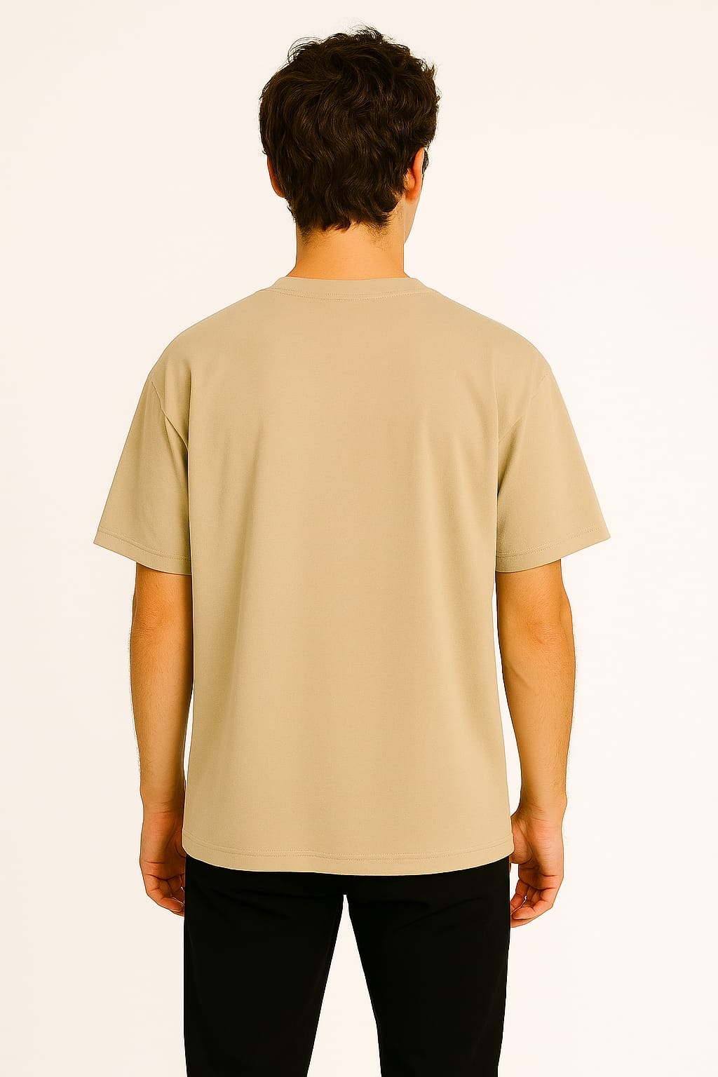 Plain T-shirt half sleeve oversized beige