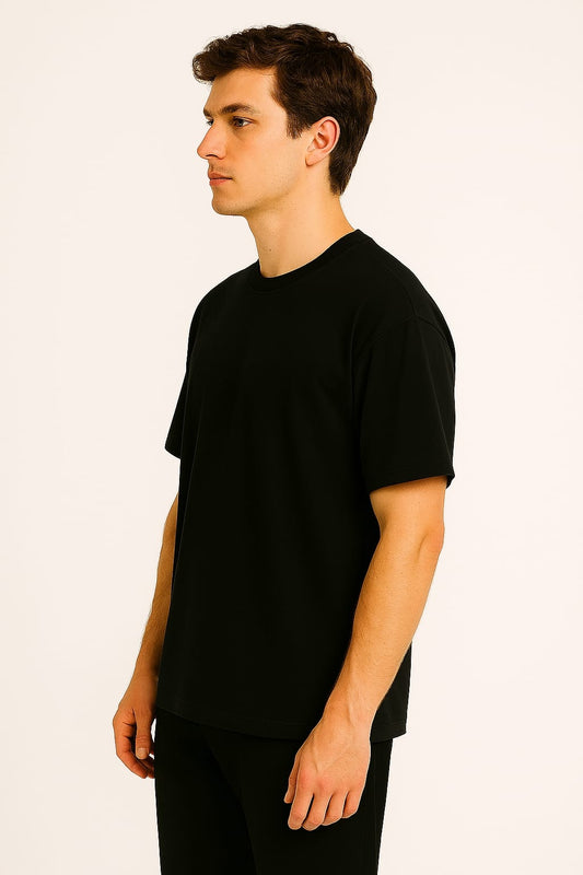 Plain T-shirt half sleeve oversized black