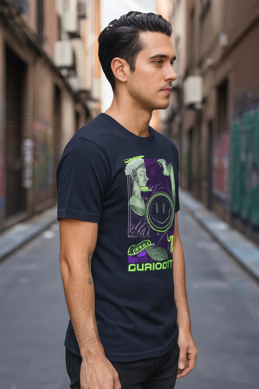 Printed Oversized T-shirt dark blue