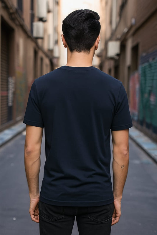 Printed Oversized T-shirt dark blue