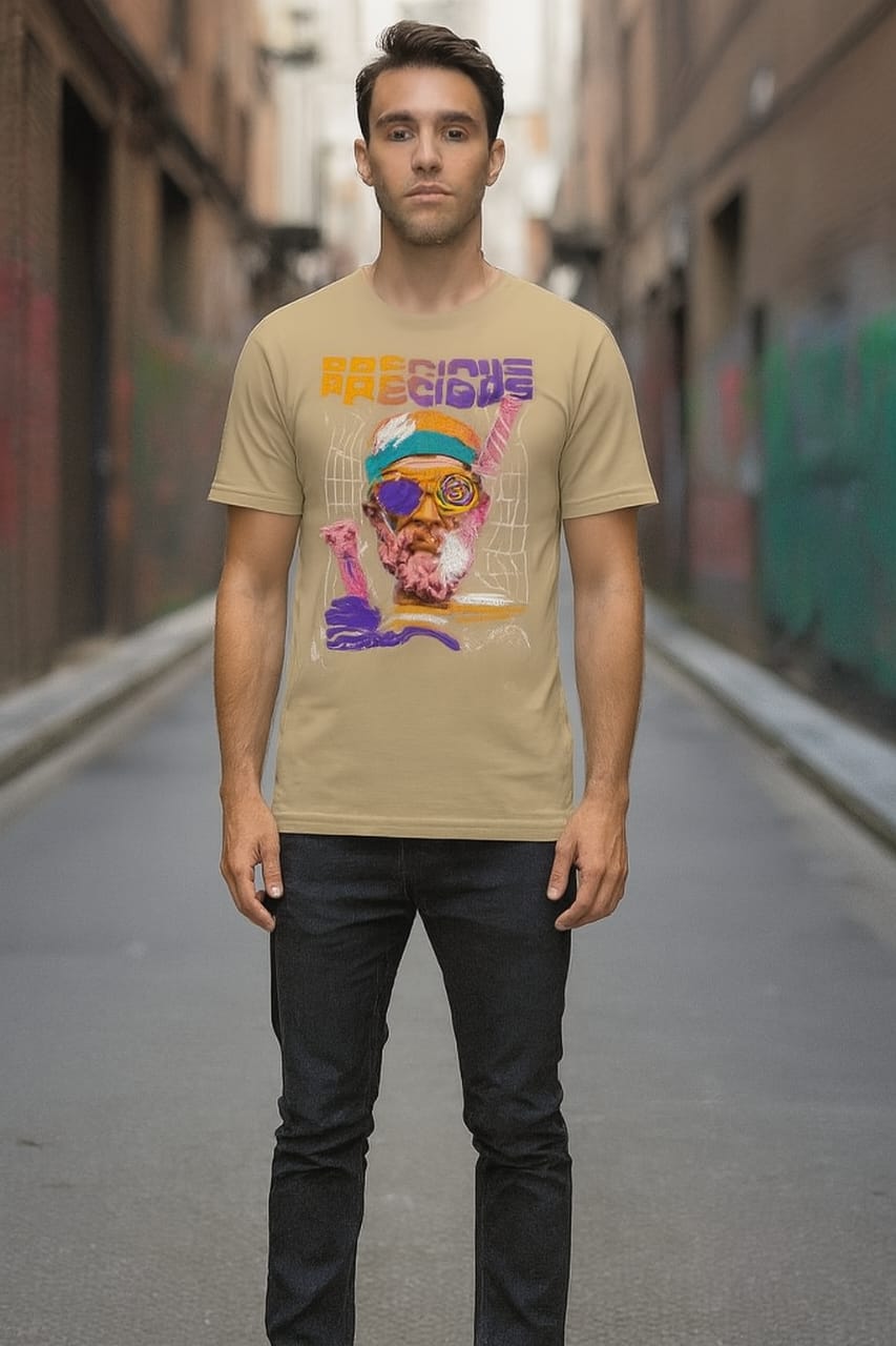 Printed Oversized T-shirt Beige