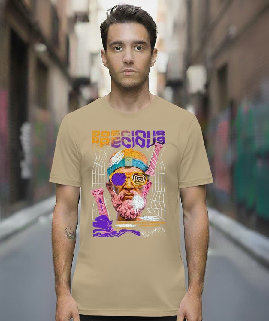 Printed Oversized T-shirt Beige