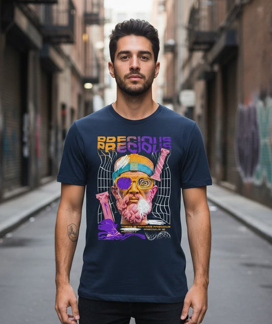 Printed Oversized T-shirt Dark blue