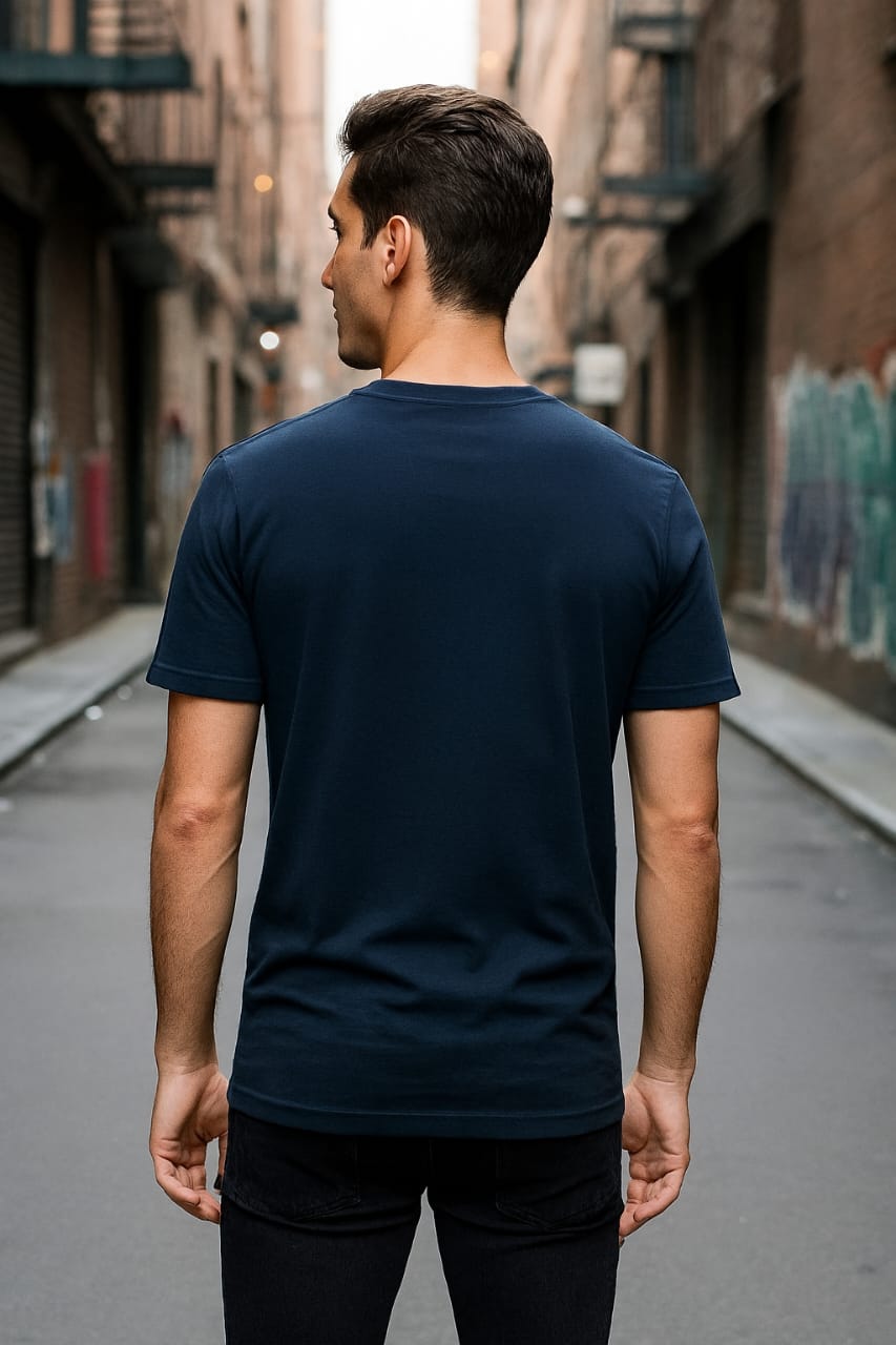 Printed Oversized T-shirt Dark Blue