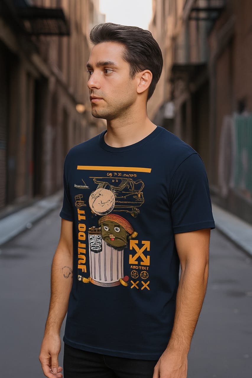 Printed Oversized T-shirt Dark Blue