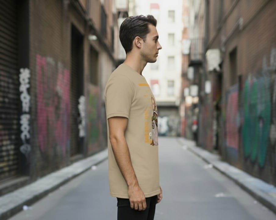 Printed Oversized T-shirt Beige