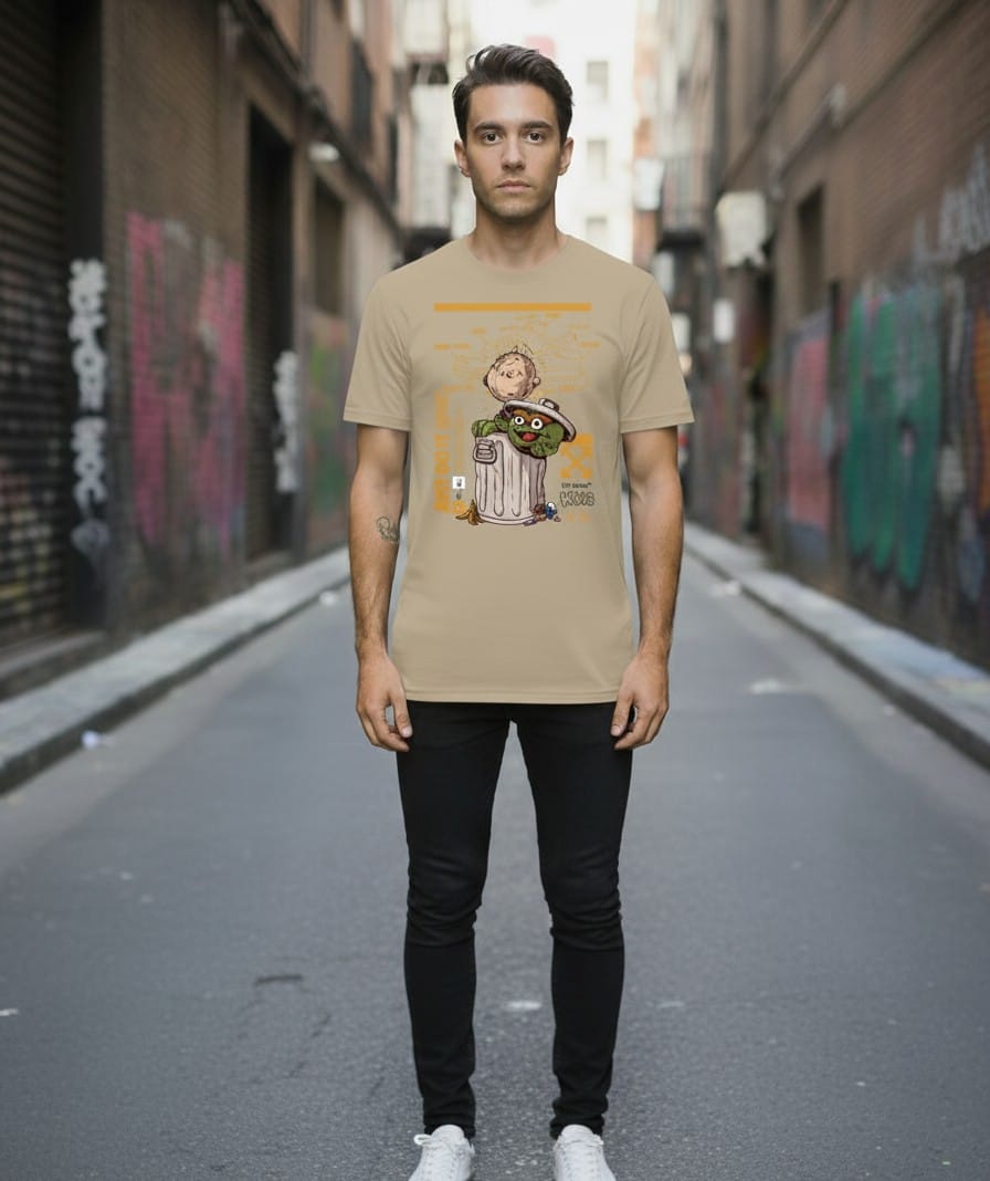 Printed Oversized T-shirt Beige