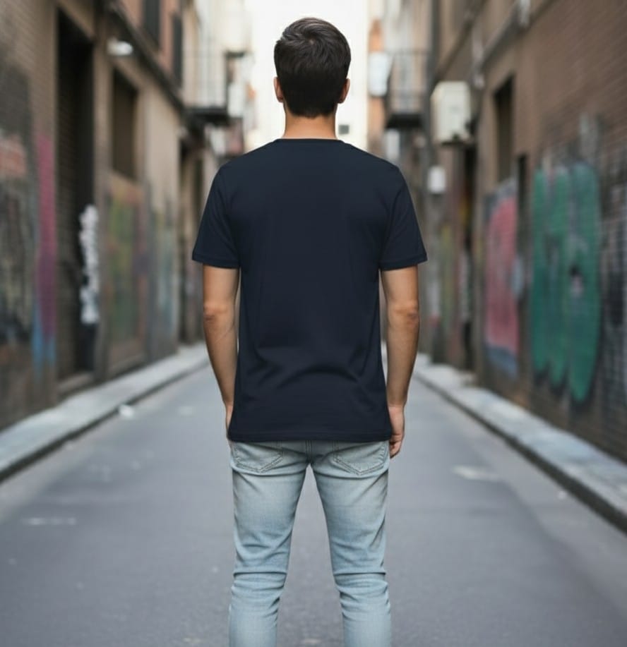 Printed Oversized T-shirt Dark blue